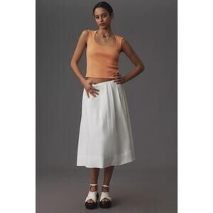 Maeve Anthropologie Square Neck Tank Top Orange Ribbed Small Dopamine Dressing